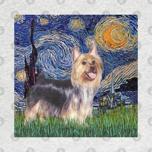 Silky Terrier in Van Gogh's Starry Night (Adapted) by Dogs Galore and More